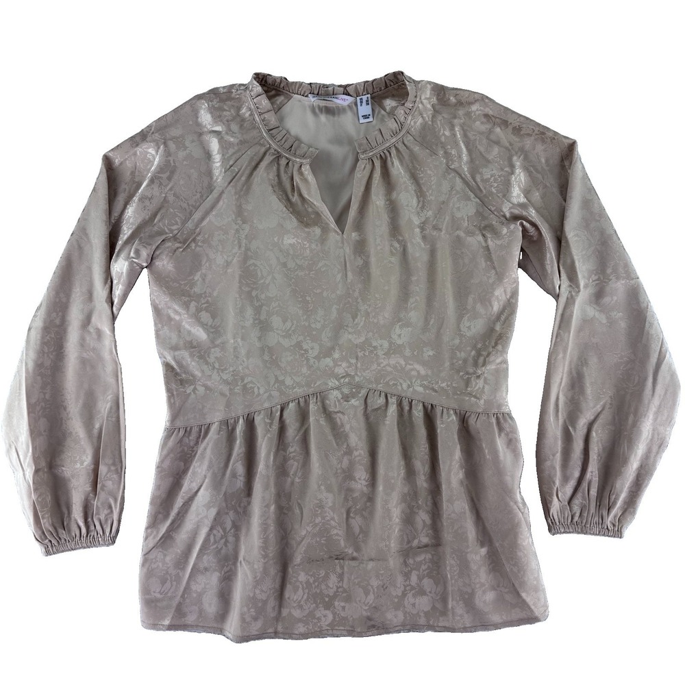 Isaac Mizrahi Live! Stretch Jacquard Shirred Peplum Blouse 0 Regular Gold